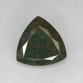 8.88 ct Green Bloodstone Gemstone, Bloodstone Gem in Trillion Facet Shape for Sale.