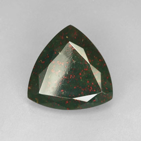 8.88 ct Green Bloodstone Stone, Natural Bloodstone in Trillion Facet Shape for Sale