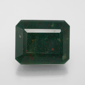 11.47 ct Green Bloodstone Gemstone, Bloodstone Gem in Octagon Facet Shape for Sale.