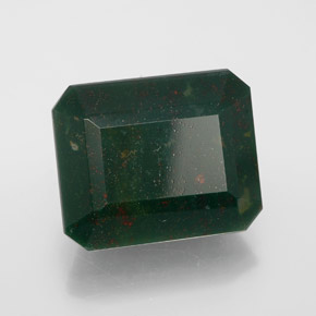 11.47 ct Green Bloodstone Stone, Natural Bloodstone in Octagon Facet Shape for Sale