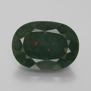 9.07 ct Green Bloodstone Gemstone, Bloodstone Gem in Oval Facet Shape for Sale.