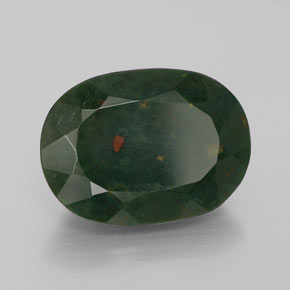 9.07 ct Green Bloodstone Stone, Natural Bloodstone in Oval Facet Shape for Sale