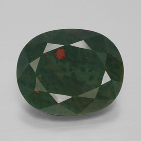 10.40 ct Green Bloodstone Gemstone, Bloodstone Gem in Oval Facet Shape for Sale.