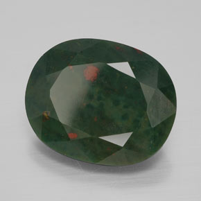 10.40 ct Green Bloodstone Stone, Natural Bloodstone in Oval Facet Shape for Sale