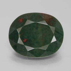 10.91 ct Green Bloodstone Gemstone, Bloodstone Gem in Oval Facet Shape for Sale.