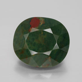 11.50 ct Green Bloodstone Gemstone, Bloodstone Gem in Oval Facet Shape for Sale.