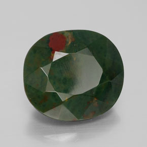 11.50 ct Green Bloodstone Stone, Natural Bloodstone in Oval Facet Shape for Sale