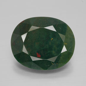 9.93 ct Green Bloodstone Gemstone, Bloodstone Gem in Oval Facet Shape for Sale.