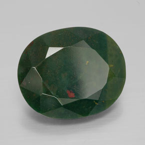 9.93 ct Green Bloodstone Stone, Natural Bloodstone in Oval Facet Shape for Sale