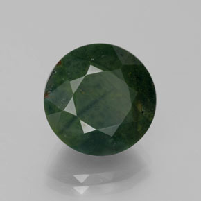 7.44 ct Green Bloodstone Stone, Natural Bloodstone in Round Facet Shape for Sale
