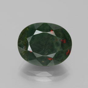 7.12 ct Green Bloodstone Gemstone, Bloodstone Gem in Oval Facet Shape for Sale.