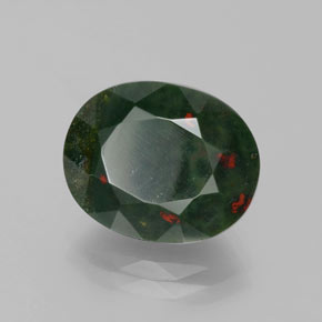 7.12 ct Green Bloodstone Stone, Natural Bloodstone in Oval Facet Shape for Sale