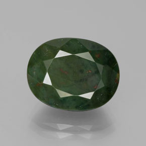 7.61 ct Green Bloodstone Gemstone, Bloodstone Gem in Oval Facet Shape for Sale.