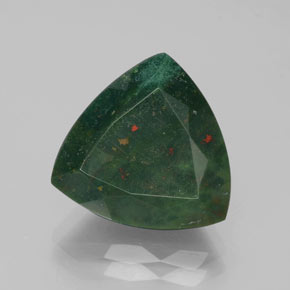 7.92 ct Green Bloodstone Gemstone, Bloodstone Gem in Trillion Facet Shape for Sale.