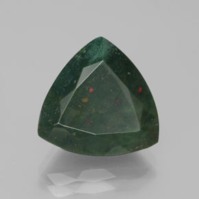 7.92 ct Green Bloodstone Stone, Natural Bloodstone in Trillion Facet Shape for Sale