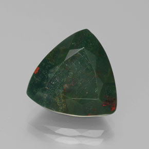 7.45 ct Green Bloodstone Gemstone, Bloodstone Gem in Trillion Facet Shape for Sale.