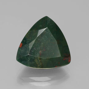 7.45 ct Green Bloodstone Stone, Natural Bloodstone in Trillion Facet Shape for Sale