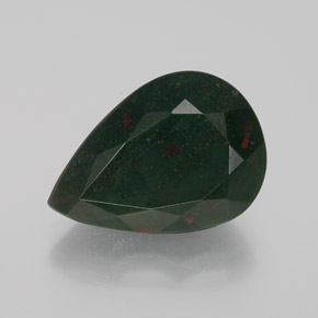 8.47 ct Green Bloodstone Gemstone, Bloodstone Gem in Pear Facet Shape for Sale.