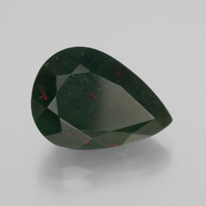 8.47 ct Green Bloodstone Stone, Natural Bloodstone in Pear Facet Shape for Sale