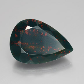 12.66 ct Green Bloodstone Stone, Natural Bloodstone in Pear Facet Shape for Sale