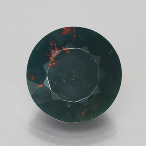 12.28 ct Green Bloodstone Gemstone, Bloodstone Gem in Round Facet Shape for Sale.
