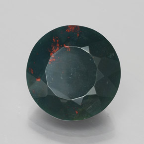 12.28 ct Green Bloodstone Stone, Natural Bloodstone in Round Facet Shape for Sale