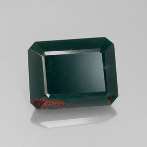 9.78 ct Green Bloodstone Stone, Natural Bloodstone in Octagon Facet Shape for Sale