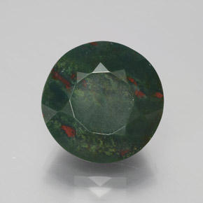 11.36 ct Green Bloodstone Gemstone, Bloodstone Gem in Round Facet Shape for Sale.