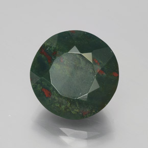 11.36 ct Green Bloodstone Stone, Natural Bloodstone in Round Facet Shape for Sale