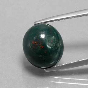 8.70 ct Green Bloodstone Gemstone, Bloodstone Gem in Oval Cabochon Shape for Sale.