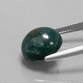Bloodstone Gemstone in 13.1 x 11.6 mm Size for Sale, Bloodstone Stone in Spotted Green Color