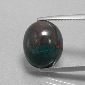 8.92 ct Green Bloodstone Gemstone, Bloodstone Gem in Oval Cabochon Shape for Sale.