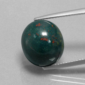 11.15 ct Green Bloodstone Gemstone, Bloodstone Gem in Oval Cabochon Shape for Sale.
