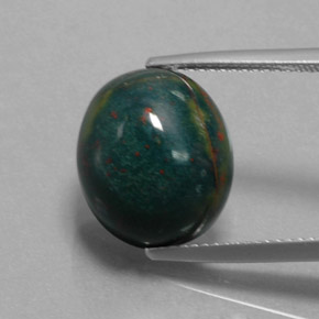 10.88 ct Green Bloodstone Gemstone, Bloodstone Gem in Oval Cabochon Shape for Sale.