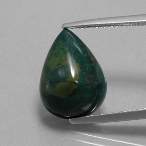 Травянисто-зелёный Кровавый Камень/Гелиотроп Камень - 8.7ct Груша Кабошон (ID: 382719)