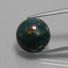 9.72 ct Green Bloodstone Gemstone, Bloodstone Gem in Round Cabochon Shape for Sale.