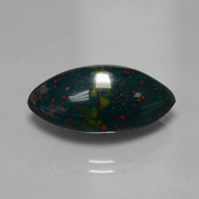 11.82 ct Green Bloodstone Stone, Natural Bloodstone in Marquise Cabochon Shape for Sale