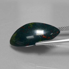 Bloodstone Gemstone in 20.7 x 11.2 mm Size for Sale, Bloodstone Stone in Spotted Green Color