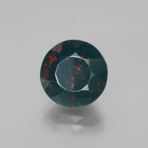 5.39 ct Green Bloodstone Stone, Natural Bloodstone in Round Facet Shape for Sale