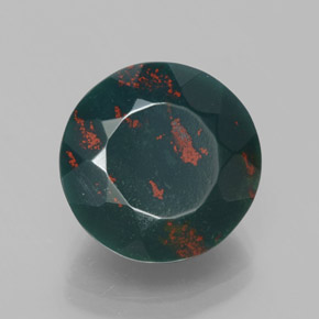 7.61 ct Green Bloodstone Stone, Natural Bloodstone in Round Facet Shape for Sale