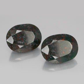 17.16 ct Green Bloodstone Stone, Natural Bloodstone in Oval Facet Shape for Sale