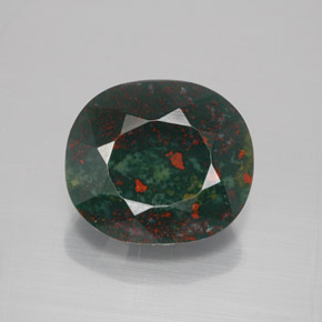 6.44 ct Green Bloodstone Gemstone, Bloodstone Gem in Oval Facet Shape for Sale.