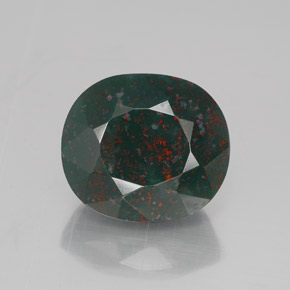 8.44 ct Green Bloodstone Gemstone, Bloodstone Gem in Oval Facet Shape for Sale.