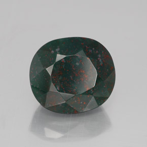 8.44 ct Green Bloodstone Stone, Natural Bloodstone in Oval Facet Shape for Sale