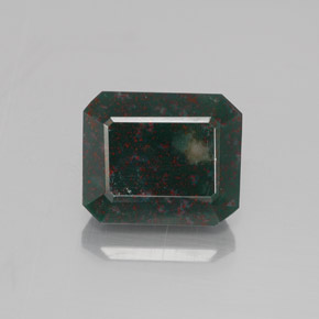 4.78 ct Green Bloodstone Gemstone, Bloodstone Gem in Octagon Facet Shape for Sale.