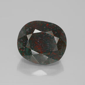 8.17 ct Green Bloodstone Gemstone, Bloodstone Gem in Oval Facet Shape for Sale.