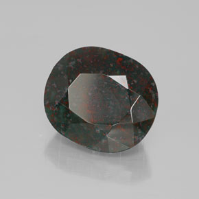 8.17 ct Green Bloodstone Stone, Natural Bloodstone in Oval Facet Shape for Sale