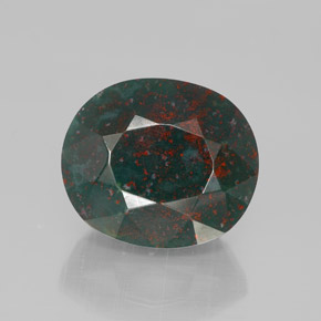 9.59 ct Green Bloodstone Gemstone, Bloodstone Gem in Oval Facet Shape for Sale.