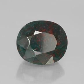 9.59 ct Green Bloodstone Stone, Natural Bloodstone in Oval Facet Shape for Sale