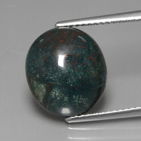 7.44 ct Green Bloodstone Gemstone, Bloodstone Gem in Oval Cabochon Shape for Sale.